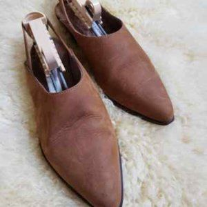 Natural leather sling back boot style shoe